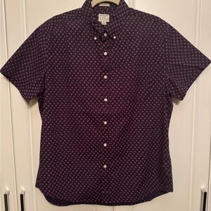 J. Crew Secret Wash 98% Cotton Casual Button Down Shirt Short Sleeve Size L